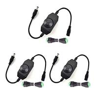 RUNCCI-YUN 3Pack Dimmable LED Controller,LED Strip Lights Dimmer Switch,12v led dimmer, LED Rotary Dimmer with 5.5/2.1 DC Adapter for 5050 3528 2835 Single Color LED Strip