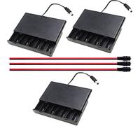 RUNCCI-YUN 3PCS AA 12V Battery Holder, 8 AA battery holder Case Plastic Battery Storage Box with ON/OFF Switch with 2.1mm x 5.5mm DC Plug +DC Power Pigtail Cable, for CCTV, DIY, Arduinos, motors