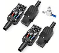 RUNCCI-YUN 4 Pcs IEC 320 C13 Connector 250V AC 3 Pin Female to Female Power Connector Adapter with screw terminal IEC C13 3 Pin Adapter(Black)