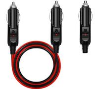 RUNCCI-YUN 4FT 12-24V Double Male to Male Cigarette Lighter Plug Extension Cable, with LED Lights, 16 AWG Heavy Duty Cable, Power Charger Cord, Fuse 10A For Car inverter,Air pump,electric cup