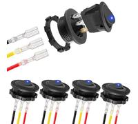RUNCCI-YUN 5 Pcs DC 12V 20A waterproof round rocker switch,ON/Off rocker switch,12v Car switch 3 Pins Toggle Buttons with Housing and LED Light for Car Automotive Boat Truck（blue ）