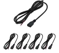 RUNCCI-YUN 5Pcs Micro USB Female 2 Pin Bare Wire,22AWG 3A 2-core Micro USB Female to Open End Pigtail Cable Easy Soldering, for DIY enthusiasts(Black 100 cm)