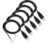 RUNCCI-YUN 5Pcs USB A 2.0 Panel Mount Connector Cable, Solderable Mini USB Plug Pigtail for Equipment & DIY Repair (100cm)