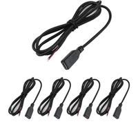 RUNCCI-YUN 5PCS USB Type-C Pigtail Cable Extension Power Cable Solderable 22AWG 5V 3A USB-C Female to 2 Pin Bare Wire Open End Connector for DIY Cable (100cm Type C Female)