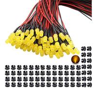 RUNCCI-YUN 65pcs Yellow 3mm prewired led，LED Diodes Light 12V 20cm Pre Wired led（Ultra Bright)+ 65Pcs 3mm Plastic LED Holder ， for model railway