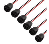 RUNCCI-YUN 6pcs USB C Type-C Female Socket 2 Wire Cable 5V 3A USB Type C Power Pigtail Panel Mount Cable Waterproof USB Type-C Charging Port Soldering with Card Buckle Round Black