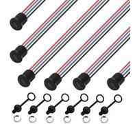 RUNCCI-YUN 6PCS USB Type-C Soldering Panel Mount Socket 4Pin USB C DIY Pigtail Bare Wire Power Cable, with Dust Covers and Nutswith PD Function 150mm 24 AWG Wire (Black)