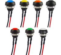 RUNCCI-YUN 7pcs 12mm Waterproof Momentary Push Button Switch, Mini Push Button Horn Switch, round push button switch, push button switch 12v,momentary power switch, with Pre-soldered Wires