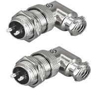 RUNCCI-YUN GX16 2Pin Right Angle Aviation Connector, 16mm 90 Degree Solder Male Female Panel Mount Airline Plug Cable Connector (GX16 2Pin)