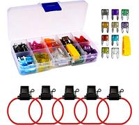 RUNCCI-YUN Mini Car Fuses Kit, 120 Pcs Mini Blade Fuse ATM/ATC/ATO Fuse Replacement Kit (2A/3A/5A/7.5A/10A/15A/20A/25A/30A/35A)+5Pcs Car Fuses Holder,for Car/RV/Truck/Motorcycle/Boat