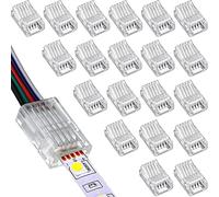 RUNCCI-YUN Pack of 20 LED connector 5 pin 10mm,Solderless,5 Pin LED Strip Light Connectors,Gapless Connector, for 0-36V 5A Waterproof or Non-Waterproof 5050 LED RGBW Strip Light