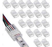 RUNCCI-YUN Pack of 20 LED Connectors, 4 Pin 10mm, Solderless, Gapless, for Unwired Gapless Track Lighting, 5V 12V 24V SMD 5050