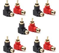 RUNCCI-YUN RCA 90 degree,Right Angle Adapter RCA Male to Female Elbow Connectors,Gold-Plated Right Angle Adapter for Stereo Audio or AV Video(10pcs)