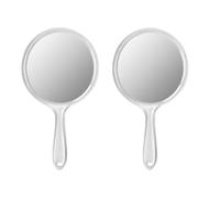 Rundago Hand Mirror Double Sided 1X/3X Magnifying Vanity Mirror Portable Round Shape Handheld with Handle for Makeup Travel (Transparent 2pcs)