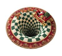 Runder Weihnachtsmann Teppich 3D Effekt Waschkiste Fußmatte für weihnachtli | Weihnachts-3D-Teppich für festliche Raumgestaltung - Runder Weihnachtsmann | Waschbare Fußmatte für gemütliche Wintertage im