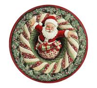 Runder Weihnachtsmann Teppich 3D Effekt Waschkiste Fußmatte für weihnachtli | Weihnachts-3D-Teppich für festliche Raumgestaltung - Runder Weihnachtsmann | Waschbare Fußmatte für gemütliche Wintertage im