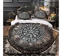 Rune Circle Duvet Cover 3D Design Printed Ultra Soft 3PCs Bedding Set Zipper Mythical Symbol Quilt Cover Breathable Wrinkle-Resistant for Teens Adults Kids Women Youth Boys Single（135x200cm）