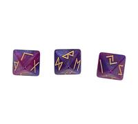 Rune Dice Polyhedral Set 8 Sided Star Sky Mystic Vivid Colors Astrology Learning Divination Prediction Tool for Adults and Beginners Acrylic Material 3Pcs (Purple Blue)