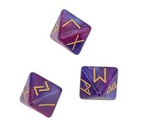 Rune Dice Set, 3Pcs 8 Sided Astrology Polyhedral Dice Dnd Dice with Vivid Colors Fun Learning for Adults (Purple Blue)