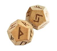Rune Set Wood - Elder Rune Dice, Wooden Divination Set, 2pcs Carved Dice Mini Runic | Accessory Compact Travel Entertainment Meditation Collectible Small Spiritual Guidance Tool