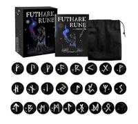 Rune Stones, 25 Pieces Engraving Stones, Oracle Set with Bag for Fortune Telling, Personal Advice, Altar Decoration