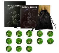 Rune Stones Set - Come with a Kit | 13Pcs Rune Stones Engraved Pagan Lettering | Green Aventurine Runes Stoness Set | Witches Runes for Divination, Fortune, Meditation, Spiritual, Rituals