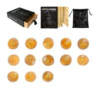 Rune Symbol Stones - Glass Carving Set, 13-Piece Rune Stones, Ornament and Divination Tool for Rituals | Suitable for Spiritual Meditation Pagan Altar Beginners Men Women Home Ritual