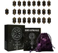 Rune Wooden Set - Carved Nordics Alphabets, Drawstring Bag and Detailed Markings | Featuring Smooth Polished Surfaces, Ideal for Pagan Ceremonies, Tarot Session, Mindfulness Work, Wiccas Guidance