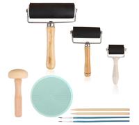 RUNEAY Lino Print Set of 3 with 1 Mushroom Roller, 1 Engraving, Lino Roller Gelli Print for Lino Printing, Print Graphics, Stamping, Printing, Inks, Wallpaper, Rubber Roller, Lino Printing 3.5 cm/6