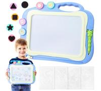 RUNEAY Magic Slate for Kids 3 Years, 35x28cm, Magnetic Drawing Board with 5 Stamps & 4 Copy Models
