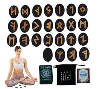 Runes Kit - Ancient Symbol Stone Set for Divination Mindfulness | Handcrafted Engraved Stones with Cotton Pouch, Perfect for Spiritual Practices, Meditation Handmade 0.98 x 1.38 x 0.12in