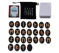 Runes Set | Altar Tool Runes with Manual and Storage Bag, 25 Piece Wooden Runes Mythology Rune Divination Set for Meditation Spiritual Runes of ad