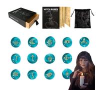Runes Set - Engraved Divination Stones for Spiritual Guidance Meditation Ritual Practice | Natural Stone Rune Symbols with Storage Pouch, Ancient Symbol Fortune Telling Set for Beginners
