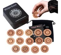 Runes Set - Spiritual Emotional - Wooden Engraved Symbol Stones | for Family Gatherings Friends Adventure Meditation Home Travel Fortune Telling Learning Guide Reading