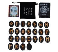 Runes - Tiger's Eye Stone Witches Runes Set, Rune Stones with Engraved Elder Runic Alphabet for Divination Meditation Healing, Crystal Rune Stones Set Elder Gemstone