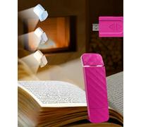 Runesol Hot Pink Book Light Clip On, 5 LED Rechargeable Reading Light, 3 Eye Protecting Modes for Reading at Night and Books in Bed, USB 80 Hours Charge Portable Clip on Lights x White