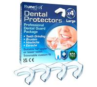 Runesol Mouth Guard for Grinding Teeth, 4 x Large, Gum Shield for Teeth Grinding, Bruxism Mouthguard, Night Tooth Guard for Adults, Stop Grinding Teeth Dental Protector,Class 1 Medical Device UKCA CE