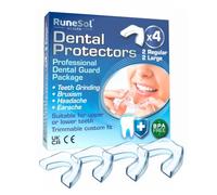 Runesol Mouth Guard for Grinding Teeth, 4 x Mixed That Includes 2 Regular and 2 Large Gum Shield for Teeth Grinding, Bruxism Mouthguard, Night Tooth Guard for Adults, Class 1 Medical Device UKCA CE