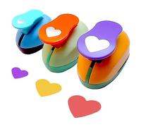 RunFar shop Hearts 3-Piece Motif Punch Set: Heart-Shaped Paper Punch, 9mm, 16mm, 25mm for DIY Crafts with Metal, Plastic Handle