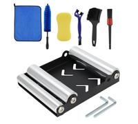 Runfarr Motorcycle Wheel Cleaning Roller Stand + 6PCS Motorcycle Cleaning Brush Kit,Rear/Front Wheel Stand Universal for Motorcycles Chain Cleaning Wheel Cleaning