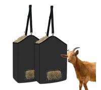 runfider 2-Pack Hanging Hay Feeder Bags, 19.7x17.7x6 Inch Slow Feed Hay Net for Horses, Goats, Cows, Alpacas, Durable Oxford Cloth with Metal Rings & Strap, Reduce Waste & Keep Feed Dry