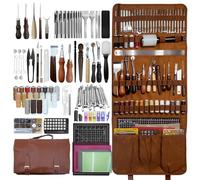 Runfider 588PCS Leather Working Tool Set, professional tools for leather craft enthusiasts beginners, contains a variety of carving, cutting, punching, sewing and stamping tools to meet all your needs