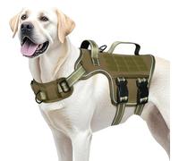 RunFido - Dog Harness for Large Dogs, Heavy Duty Tactical MOLLE Dog Harness, Easy to Put on and Take Off, Breathable Padded Adjustable Reflective Vest for Walking Hiking Training