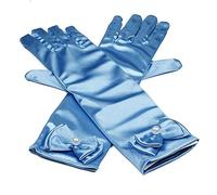 RUNHENG Kids Stretchy Satin Long Finger Dress Gloves (Blue)