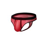 RunHero Men's Thong Underwear - Sheer Mesh T-Back Breathable & No Squeeze Design for Gym & Daily Wear, Red, XL