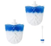 Runhike Replacement Toilet Brush Head Compatible with OXO Good Grips Toilet Brush (2 Pack, Blue, Plastic Handle, Nylon Bristles)