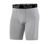 Runhit 1 or 2 Pack Mens Compression Shorts, Moisture Wicking Anti Chafing Underwear Base Layer Cycling Shorts, Quick Dry Spandex Fabric Sport Tights Undershorts for Running Gym Workout Sport Grey 2XL