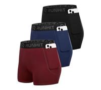 Runhit 3" Volleyball Shorts Womens 3 Pack Compression Shorts for Women Spandex Shorts Women Workout Athletic Yoga Gym, Pockets: Red/Blue/Black (3pack), S