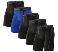 Runhit Compression Shorts Men Underwear Spandex Running Shorts Workout Athletic, 5 Pack:black Grey*3,black Red*1,blue*1, 4X-Large