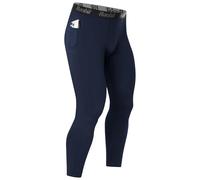 Runhit Men’s Compression Running Leggings with Pockets, Athletic Base Layer Trousers, Cycling Tights Pants for Basketball Workout Navy Blue S